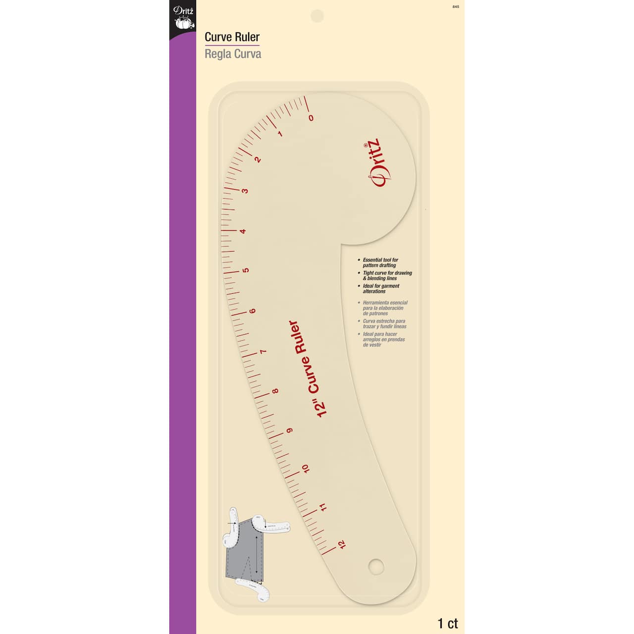 Dritz® 12" Clear Curved Ruler For Pattern Drafting
